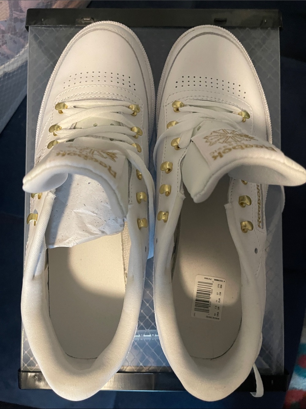 Reebok White Sneakers with Gold Accents